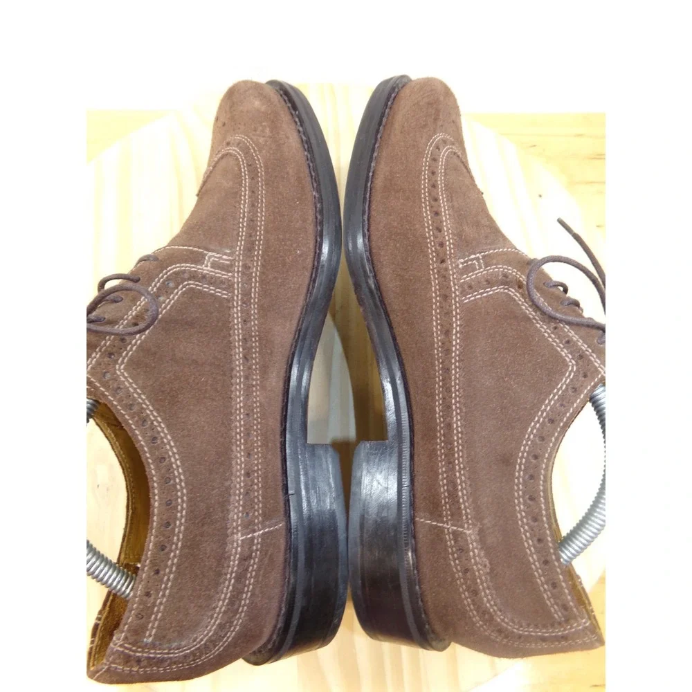 Cole Haan Air Wingtips Mens Brown Suede Size 9.5 Lace Up Oxfords Dress Shoes Vtg
